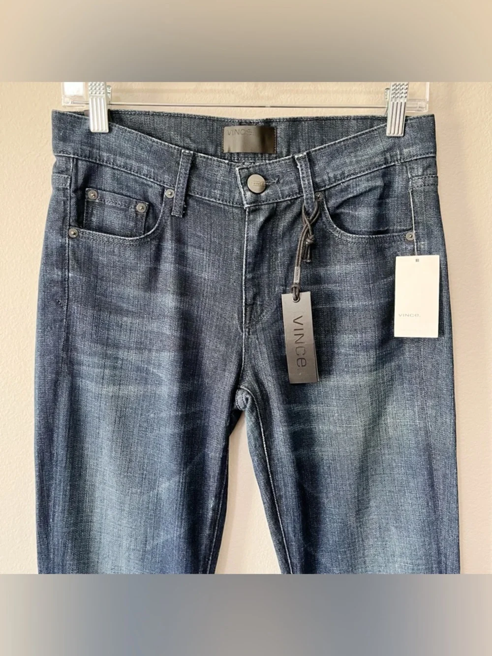 VINCE NWT Cigarette Jean Dark Crimson Blue Size 26 Lowrise Straight Leg